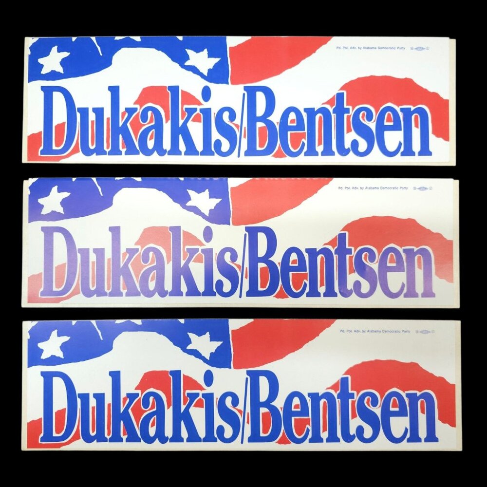 Mike Dukakis Bentsen 1988 Presidential Campaign Bumper Sticker Lot Of 3 NOS